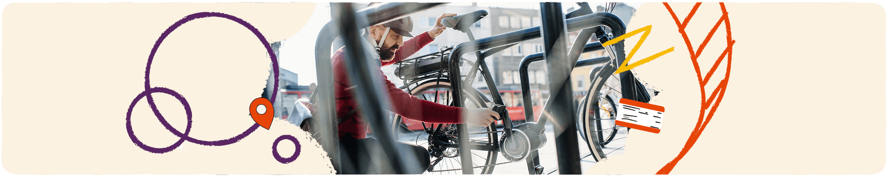 Passenger securing bike at a train station
