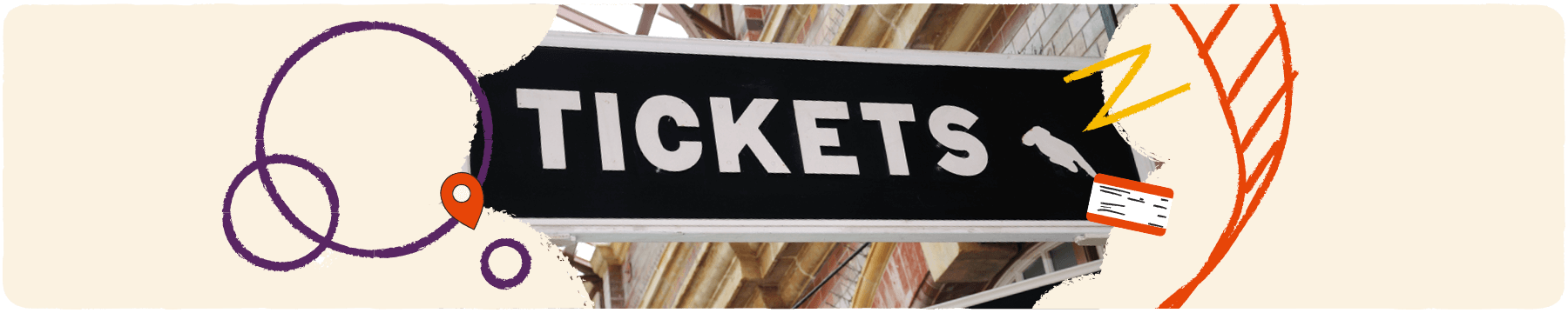 Ticket booking office signage at a train station