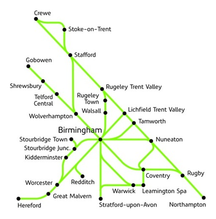 West Midlands Day Ranger route map